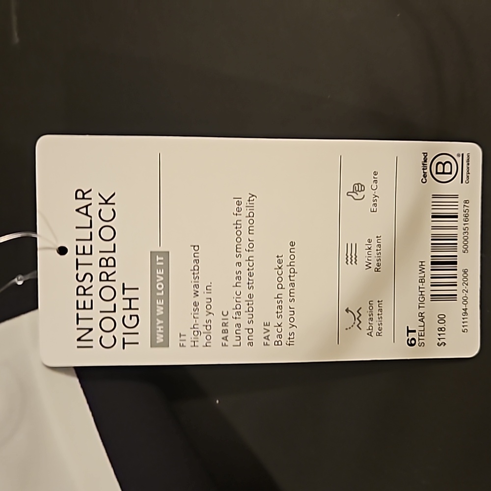 Interstellar color block tight 6T